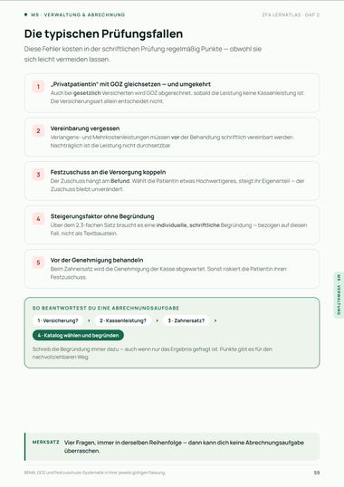 Seite aus dem Lernatlas: M9 · Typische Prüfungsfallen