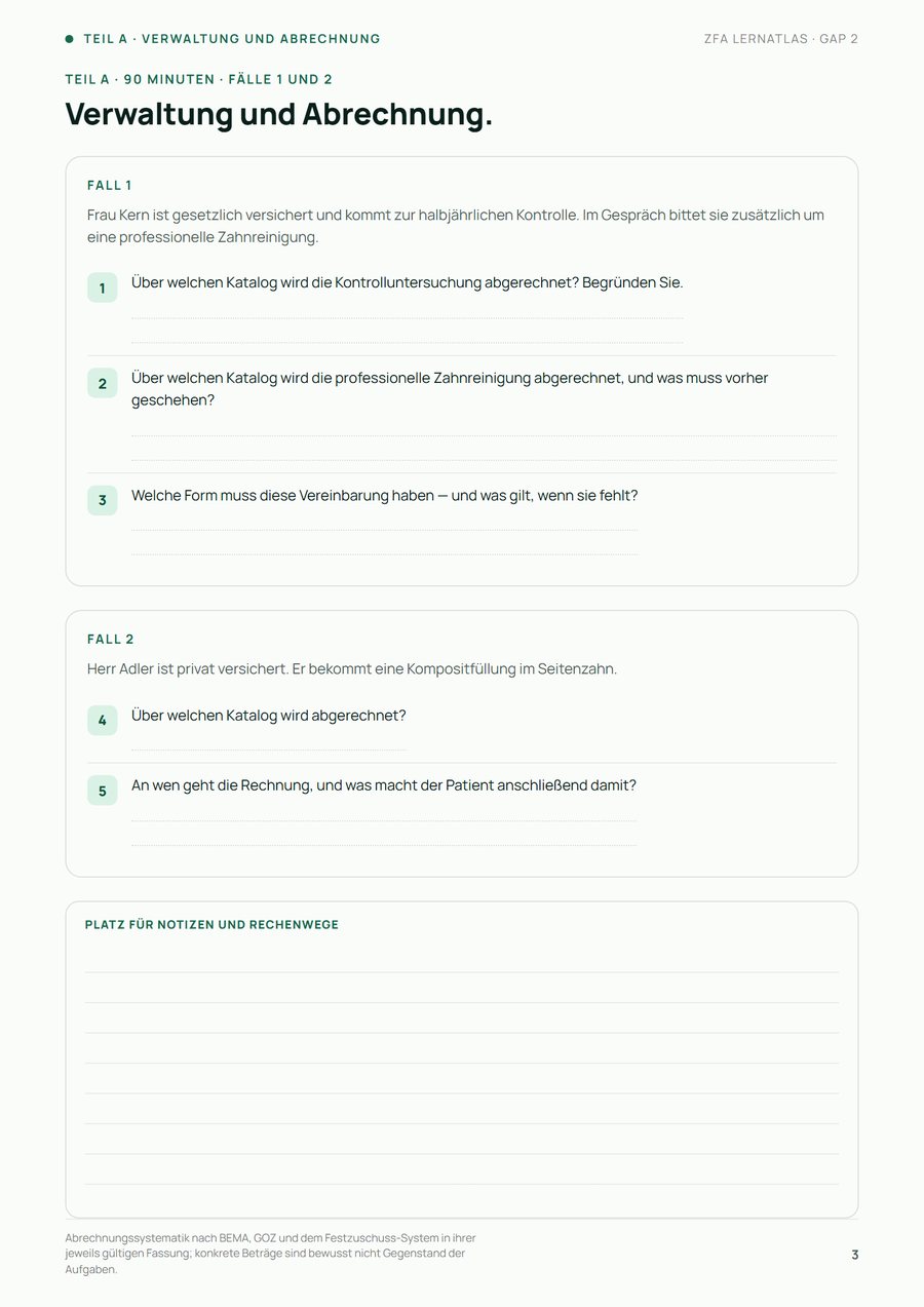 Aus der Prüfungssimulation: ein durchgerechneter Abrechnungsfall