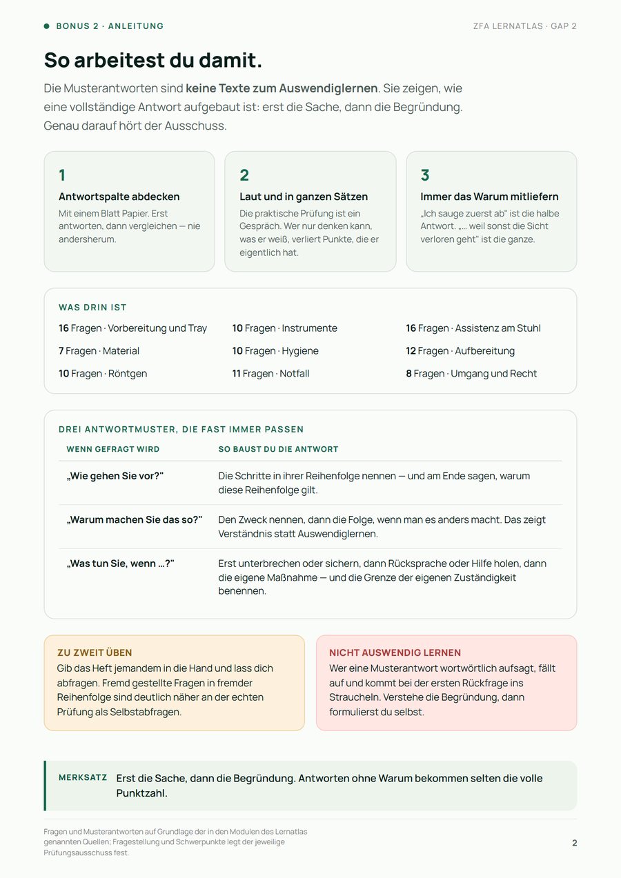 Aus den 100 Fragen: so arbeitest du mit den Musterantworten
